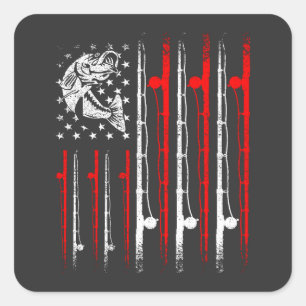 Geviste Amerikaanse vlag  staaf met vis Vierkante Sticker