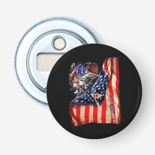 Geviste Amerikaanse vlag  Verenigde Staten Button Flesopener (Voorkant)