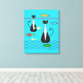 Geviste atoomkatten canvas afdruk (Insitu (Houten vloer))