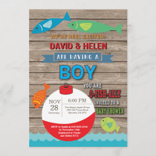 Geviste Baby shower Invitation Boy Fish Kaart