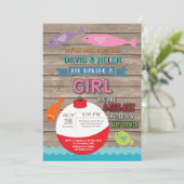 Geviste Baby shower Invitation Girl Fish Kaart (Staand voorkant)