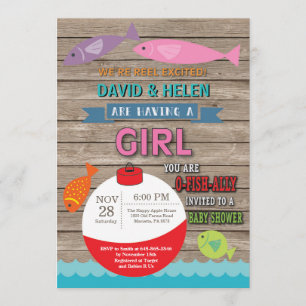 Geviste Baby shower Invitation Girl Fish Kaart