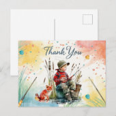 Geviste bedankkaart met jongen Gevist Briefkaart (Voorkant / Achterkant)