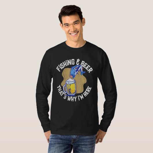 Geviste Beer Alcohol Fisherman Joke Pun T-shirt (Voorkant volledig)