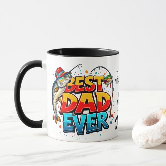 Geviste beste papa ooit vis citaat graffiti mok (Met donut)