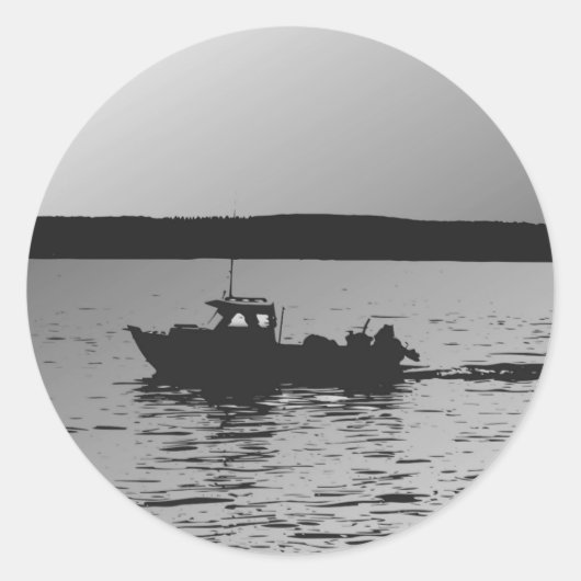 Geviste boot ronde sticker (Voorkant)