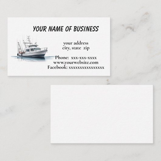 Geviste boot visitekaartje (Voorkant / Achterkant)