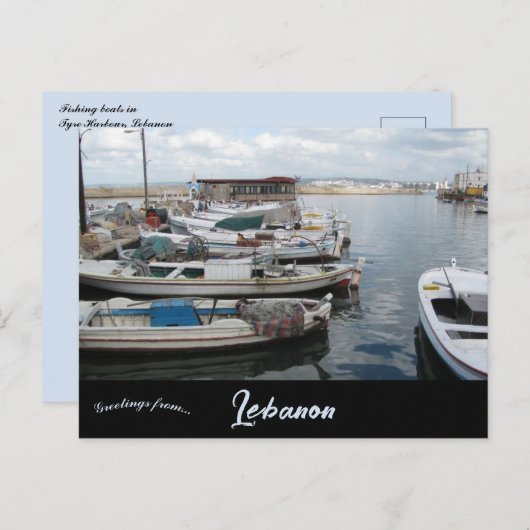 Geviste boten in Tyre Harbor Libanon Briefkaart (Voorkant / Achterkant)