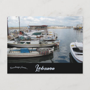 Geviste boten in Tyre Harbor Libanon Briefkaart