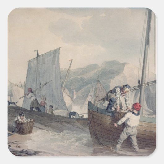 Geviste boten lossen vierkante sticker (Voorkant)