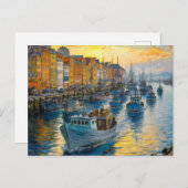 Geviste boten vertrekken uit Harbour, Claude Monet Briefkaart (Voorkant / Achterkant)