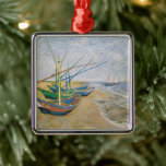 Geviste boten | Vincent van Gogh Metalen Ornament<br><div class="desc">Vist Boats op het strand bij Saintes-Maries (1888) door de Nederlandse postimpressionistische kunstenaar Vincent Van Gogh. Origineel kunstwerk is een olie op het schilderij van de canvas, waarop verschillende vissersboten op de kust van de oceaan zijn afgebeeld. Gebruik de ontwerphulpmiddelen om douanetekst toe te voegen of het afbeelding te personaliseren....</div>