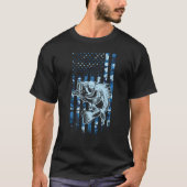 Geviste Camouflage Amerikaanse vlag Vlag Bass Fish T-shirt (Voorkant)