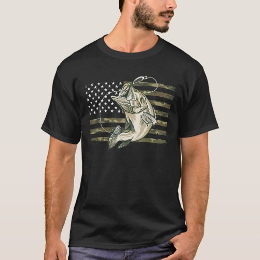 Geviste Camouflage Amerikaanse vlagbalvis T-shirt (Voorkant)
