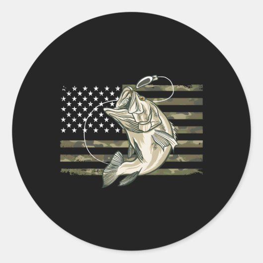Geviste Camouflage Amerikaanse vlaggenbalvis Ronde Sticker (Voorkant)
