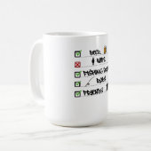 Geviste checklist grappig koffiemok (Voorkant links)