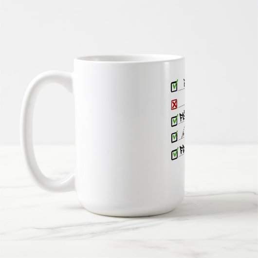 Geviste checklist grappig koffiemok (Links)