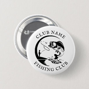 Geviste clubnaam Vis Zwart Wit Ronde Button 5,7 Cm