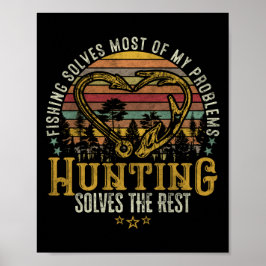 Geviste en gejaagde jager Antler Elk, Deer Hunting Poster