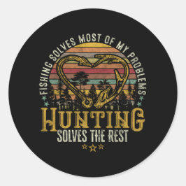 Geviste en gejaagde jager Antler Elk, Deer Hunting Ronde Sticker