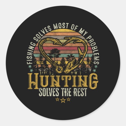 Geviste en gejaagde jager Antler Elk, Deer Hunting Ronde Sticker (Voorkant)