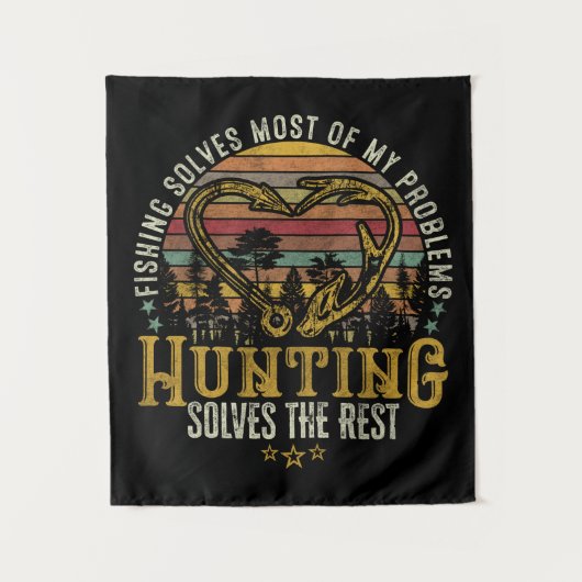 Geviste en gejaagde jager Antler Elk, Deer Hunting Wandkleed (Voorkant)