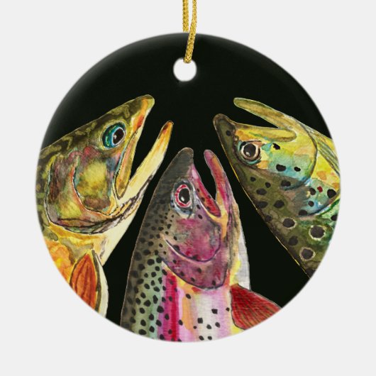 Geviste forel keramisch ornament (Voorkant)