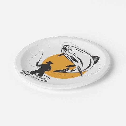 Geviste forel papieren bordje (Gekanteld)