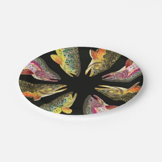 Geviste forel papieren bordje (Gekanteld)