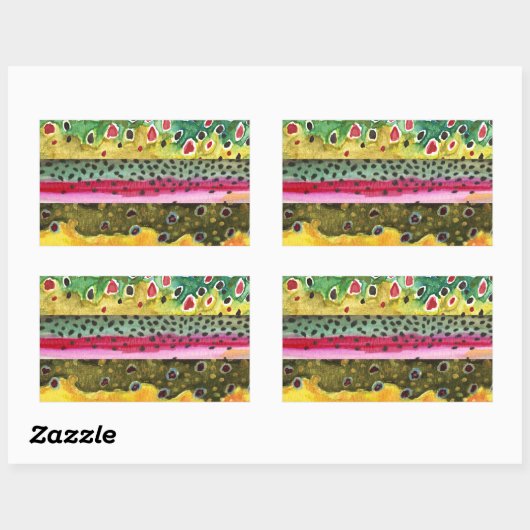 Geviste forel rechthoekige sticker (Vel)