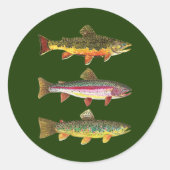 Geviste forel ronde sticker (Voorkant)