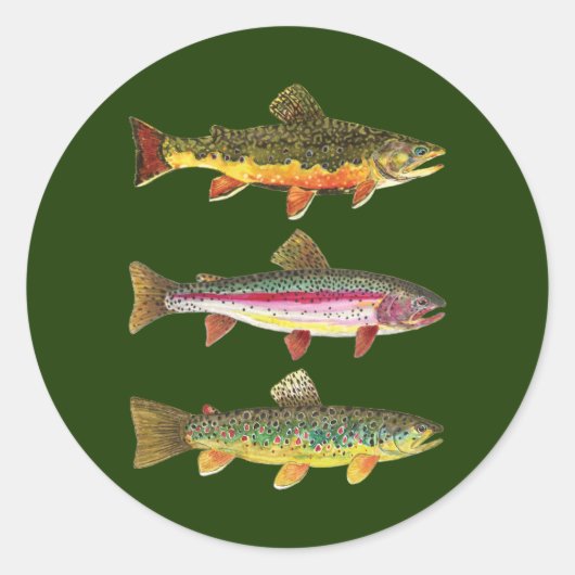 Geviste forel ronde sticker (Voorkant)