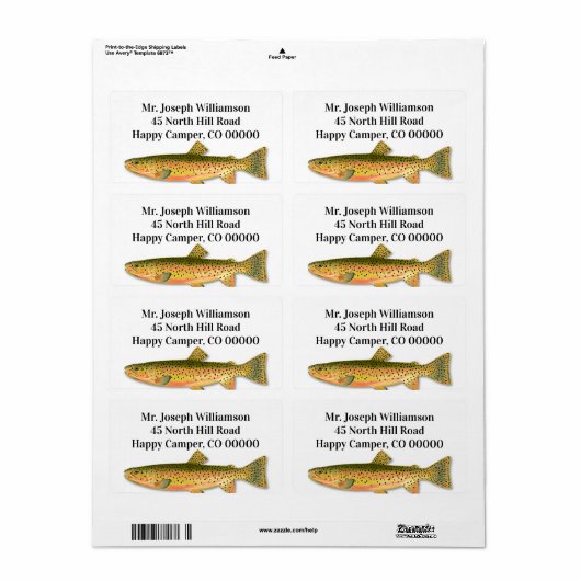 Geviste forel thema Verzendlabels Etiket (Full Sheet)