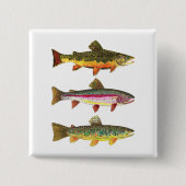 Geviste forel vierkante button 5,1 cm (Voorkant)