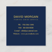 Geviste gids Vissen Float Logo Navy en Gold Vierkante Visitekaartje (Achterkant)