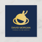 Geviste gids Vissen Float Logo Navy en Gold Vierkante Visitekaartje (Voorkant)
