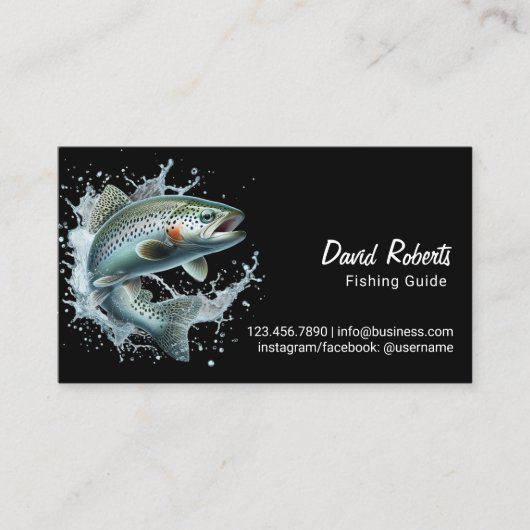 Geviste gids Vist charters gewoon zwart Visitekaartje (Voorkant)