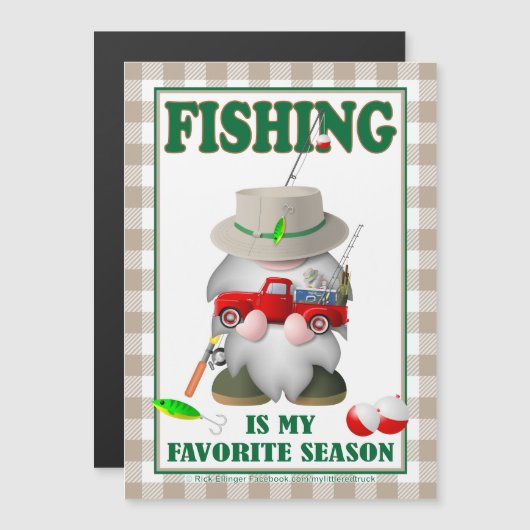 Geviste Gnome met Little Red Truck vinylmagneet Magnetische Uitnodiging (Voorkant / Achterkant)