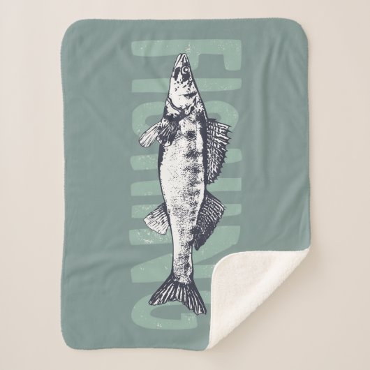 Geviste grafische vis voor de vissers sherpa deken (Voorkant)