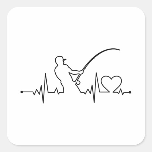 Geviste hartslag Vissen Angler Vissen pa Vierkante Sticker (Voorkant)