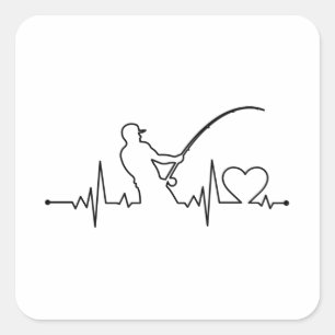 Geviste hartslag Vissen Angler Vissen pa Vierkante Sticker