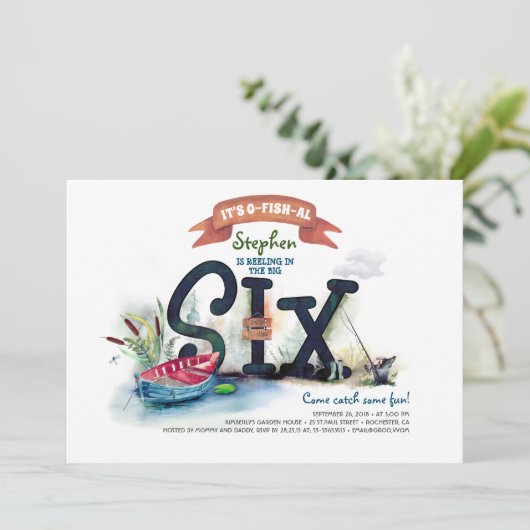 Geviste jongetjes 6e verjaardag kaart (Staand voorkant)