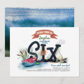 Geviste jongetjes 6e verjaardag kaart (Voorkant / Achterkant)