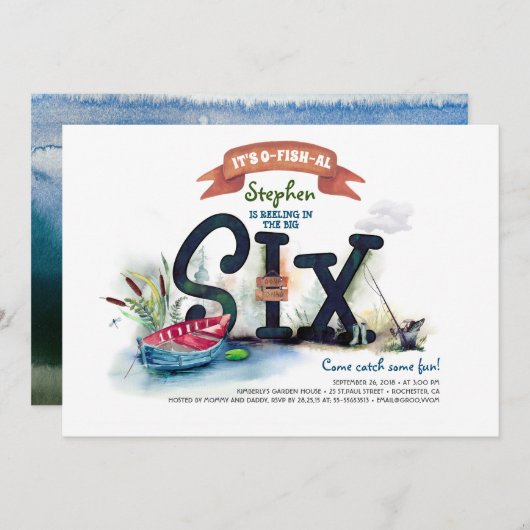 Geviste jongetjes 6e verjaardag kaart (Voorkant / Achterkant)