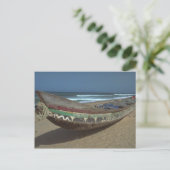 Geviste kano op Keta Beach, Ghana Briefkaart (Staand voorkant)