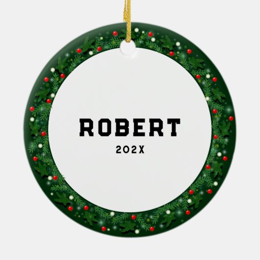 Geviste kerstfeestdag keramisch ornament (Achterkant)