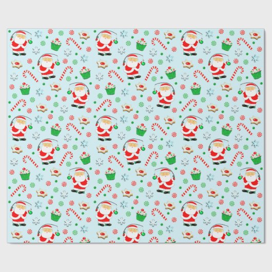 Geviste kerstman cadeaupapier (Vlak)