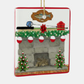 Geviste kerstmis met Bobber-verlichting Keramisch Ornament (Rechts)