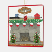 Geviste kerstmis met Bobber-verlichting Keramisch Ornament (Links)