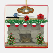 Geviste kerstmis met Bobber-verlichting Keramisch Ornament (Achterkant)